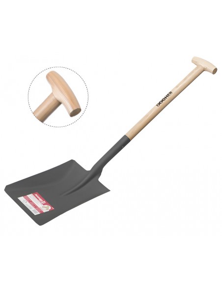 Pala Cuadrada De Jardín 340mm Con Mango De Madera - Ideal Para Tierra, Arena Y Construcción