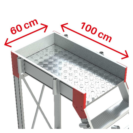 Escalera industrial de aluminio con plataforma y cuatro ruedas | SY60-08