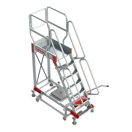 Escalera industrial de aluminio con plataforma y cuatro ruedas | SY60-08