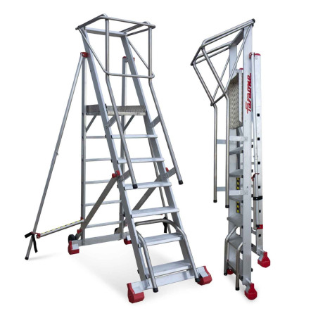 Escalera de almacén con plataforma y ruedas | SMTS 250