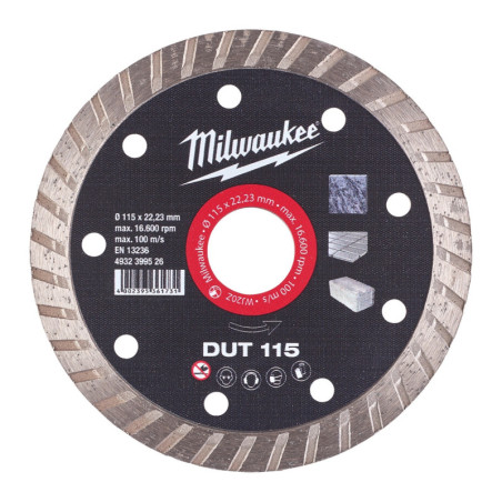 Disco diamante TURBO - DUT 115mm MILWAUKEE - vista 1